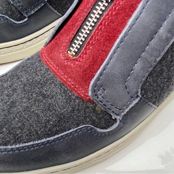 Earth, mid-top, leather & fabric sneaker, Zane navy & red, women’s size 8.5 - Picture 13 of 16